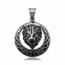 34314 xuping fashion bijoux en acier inoxydable pistolet noir couleur tête de lion croix pendentif